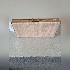 New with tag Pink Snake Print Rhinestone Trim Clutch